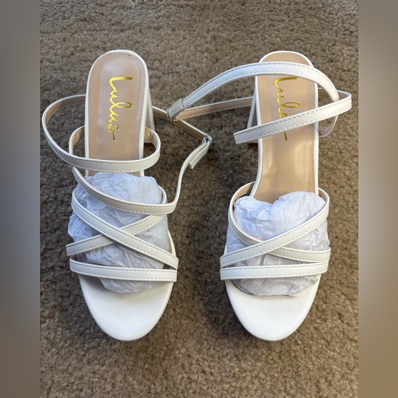 Lulu's White Block Heel Sandals - Picture 2 of 6